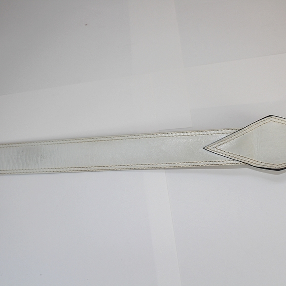 RARE Vintage Salvatore Ferragamo White Western Leather Tip Gold accent Belt SZ S main image 12